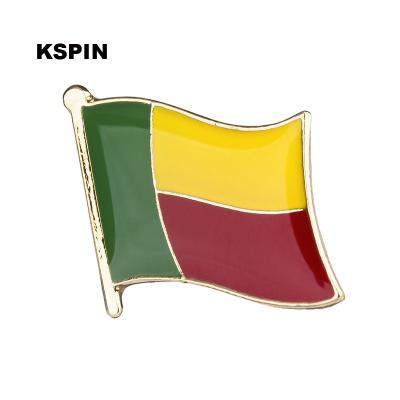 China Europe Benin Flag Badge Lapel Pins Soft Lapel Pin Custom Logo Pin Metal Country National Flag Enamel Pin Brooch for sale