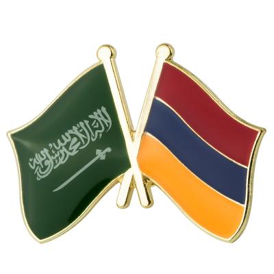 China Europe Saudi Arabia Flag Friendship Lapel Pins Flag Country Flag Badge Brooch for sale