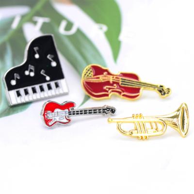 China Custom Nice Metal Badge Gift Europe Souvenir Enamel Lapel Pins Musical Instrument Brooch Soft Hard Guitar Badges for sale