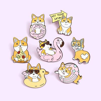 China Europe Ready To Ship Low MOQ Metal Dog Animal Soft Enamel Pins for sale