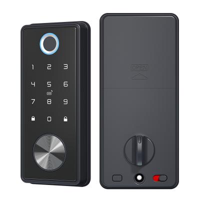 China Black Wood Small Fingerprint Door Digital Coin Push-Pull Smart Door Lock Without Key for sale