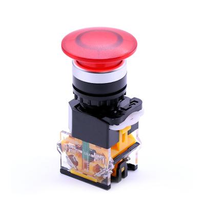 China 1NO1NC 22mm NO/NC Momentary Mushroom Momentary Push Button Switch with LED Indicator for sale