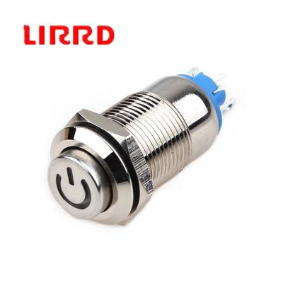 China Brass Nickel Plated Durable 12 Mm Waterproof Metal Push Button Switch for sale