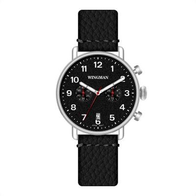 China Genuine Leather Logo Date Men Watches Classic Style Minimalist Calendar PVD Stainless Steel Case Japan Automatic Quartz Movement for sale