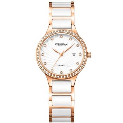 China Simple Watch Stainless Steel Rose Gold Case Wholesale Ladies Stone Inlay Waterproof Exquisite Strap Wristwatches for sale