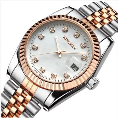 China DIVER Super Luminous Wristwatch Rose Gold Stainless Steel Bezel with Diamond Index Fashion Watch for Women for sale