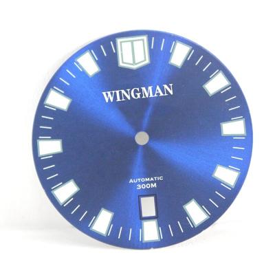 China Custom Watch Dial Printing White Line Super Blue Luxury Waterproof Luminous Index 30ATM Watch Custom Scale Dial Printing White Scale Line for sale