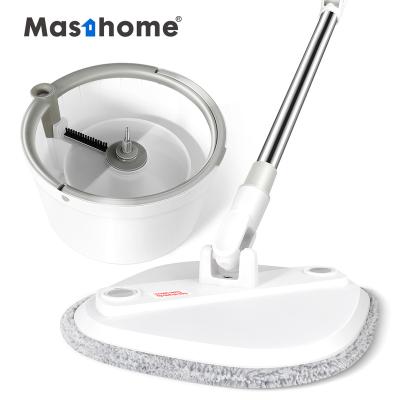 China Masthome 2022 New Polish Stainless Steel Handle Broom Rotating Dry Cleaning Stocked Removable Magic Mop With Dirty Clean Water Separation Bucket for sale