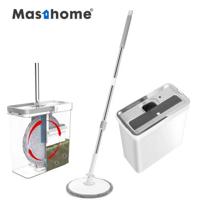 China Masthome Durable Handle Stainless Steel Poles Magic Mop Water Rotation Wash Removable Dry Flat Cleaning Mop With Bucket for sale