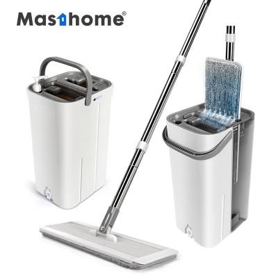 China Masthome Dry and Wet Separate Microfiber Stocked Cleaning Mop with Free Hands Bucket Mop for Housework for sale