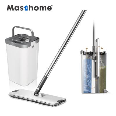 China Stocked Masthome Lazy House Cleaning Microfiber Auto Car Wash Mop Flat Mop With Long Handle For Mop Cleaning Floor for sale