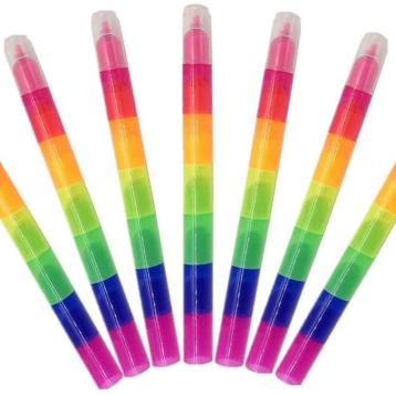 China office & Rainbow-spectrum Wide-spectrum School Markers 7 Color Advertising Novelty Stationery Fluorescent Marker Creative Colors Highlighter Bar for sale