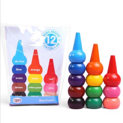 China Non-Toxic Drawing Toddlers & SAFETY Crayons Palm-Grip Crayons 12 Colors Paint Crayons Sticks Stackable Toys For Kids for sale