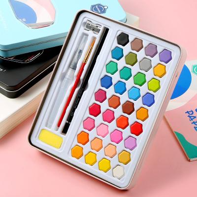 China Gift Watercolor Paint Set 36 Colors Watercolor Paint Set Solid Concentrated Dye For Art Design Gift Velvet Bag With Brush Pen for sale