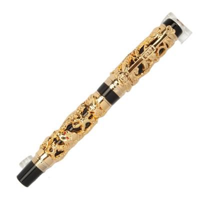 China Antique Advanced Fountain Pen Chinese Dragon Bronze White with Gift Black Heavy Pen for sale