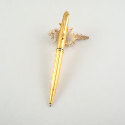 China office & School Logo Printable Wax Pen Mini Slim Pen 18K Gold Metal Short Luxury Gold Spin Ball Pen for sale