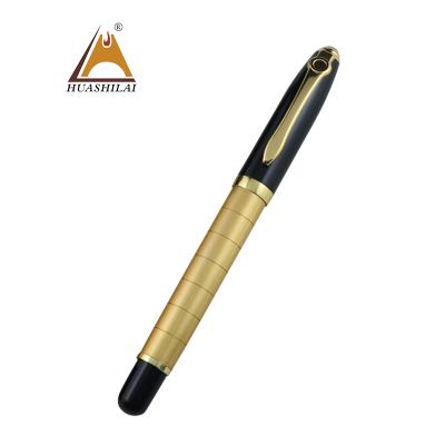 China Baoer Pen Elegant Matt Gold Rollerball Souvenir Tiger Eye Gold Engraving Pen Natural Luxury Best Gift Pens for sale