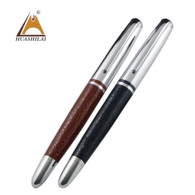 China Promotion\Business\School\Office Stationery OEM Customized Gift Item PU Roller Nip Pen Fashion Black Brown Luxury Leather Senator Set Pen design with leather gift box for sale