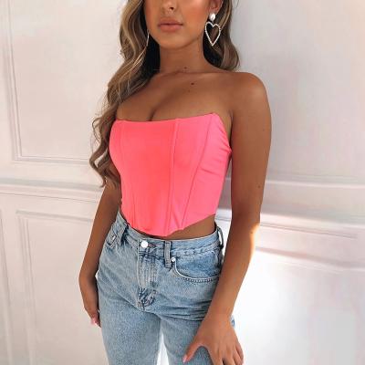 China New Fashionable Breathable Women Lace Crop Top Black Slim Off Shoulder Female Slash Neck Short Tops Fashion Streetwear Satin Strapless Corset for sale