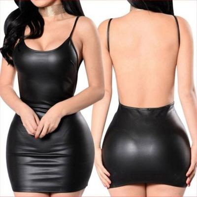 China Sexy Hot Female PU Leather Sexy Hot Female Leather Spandex Lingerie Sex Dress Women Sex Dress Image Babydoll Lingerie Dress for sale