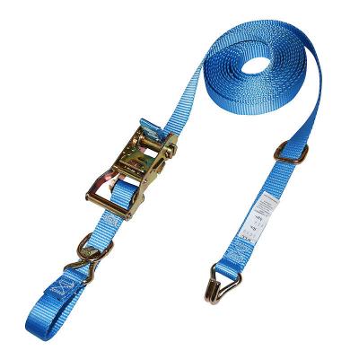 China Polyester Industrial Custom Quickloader Ratchet Belt Strap Logistic Rope Webbing Tie Down With Wire Hooks for sale