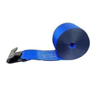 China Factory OEM Polyester 4 Inch Winch Strap For Cargo Control Goods Tie Down Straps With Flat Hook for sale