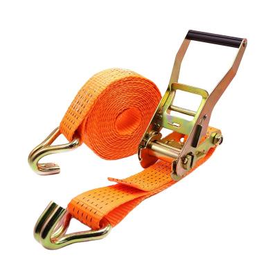 China Retractable Polyester 2 Inch 5000kgs Polyester 50mm Cargo Lashing Down Belt Truck Ratchet Link Straps With EN12195-2 Standard for sale