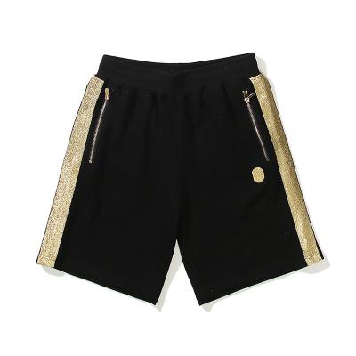 China 2022 Best Selling Unisex Casual Shorts QUICK DRY Men And Women Same Logo Gold Ribbon Embroidery Monkey Head Side Bape Shorts for sale