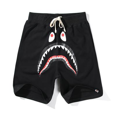 China New Bape QUICK DRY Japanese Style Shorts Street Basic Hip Hop Mouth Shark Solid Color Sports Casual Loose Unisex Shorts for sale