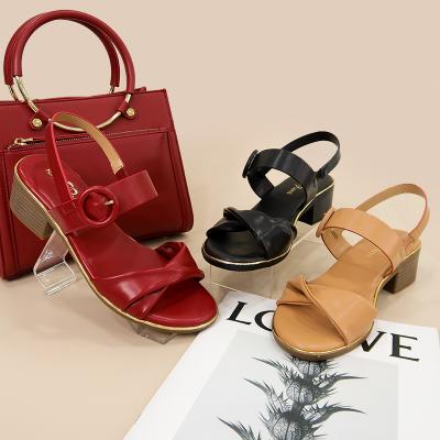 China Buckle Toe Strap Ankle Open Block 2022 summer fashion trend women's style heels women's sandals shoes for sale