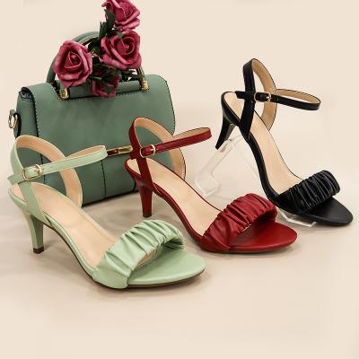 China 2022 Fashion Trend ODM Summer Ankle Strap Round Toe Stiletto Sandals Women Pencil High Heels Women's Sandals Shoes for sale