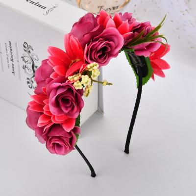 China Hair Ornament Fashion Wedding Romantic Cloth Flower Crown Headband Bride Hairbands Children Hair Accessories for sale