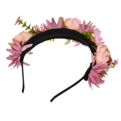 China Pretty Lady Bohemian Hair Band Fashional Festival Wedding Bridal Flowers Crown Beach Garland Hair Band Accessories Floral Headband for sale