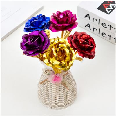 China Modern 24k Gold Rose Flower Wedding Creative Gift 24k Gold Plated Rose Valentine's Day Gift For Gold Rose 24k for sale