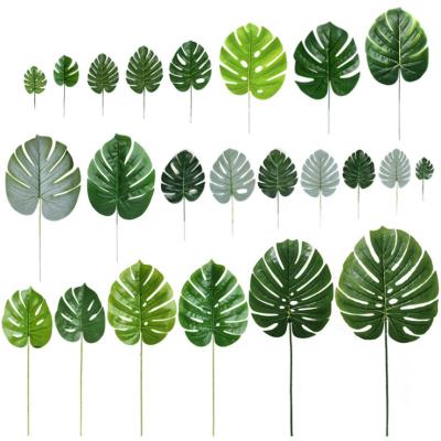 China Silk& Artificial Plants Monstera Leaf Turtle Silk Green Gelatinized Leaves Factory Directly Sale for sale