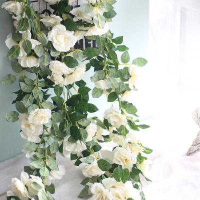 China 70%polyester+20%plastic+10%metal long vine vine wall flower vine rose indoor simulation leaf simulation flower export for sale