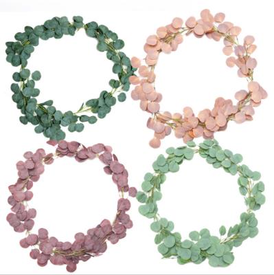 China Modern Artificial Garland Artificial Greenery Garland Eucalyptus Plants Faux Leaves Silk Hanging Vines for sale