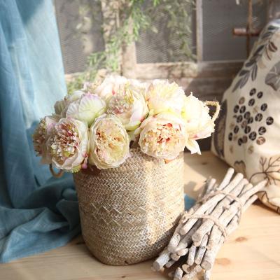 China 70% polyester+20%plastic+10%metal artificial flower manufacturer five peony bouquet home decoration wedding bouquet for sale