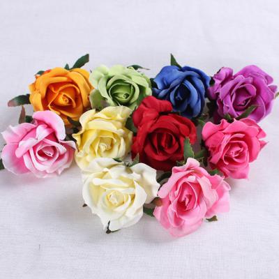 China Modern New Arrival Colorful Silk Wholesale Artificial Flower Heads Big Rose Flowers for sale