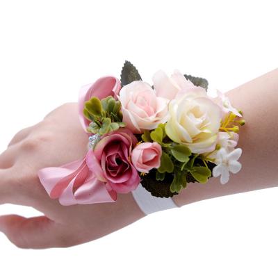 China Natural Popular Flower Wrist Corsage Touch Flower Bridesmaid Decoration Happy Wedding Wrist Flower for sale