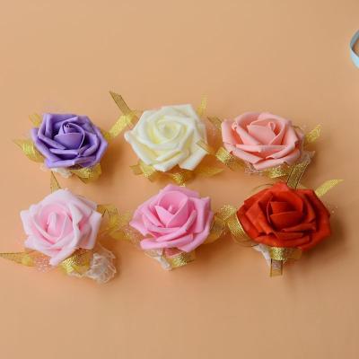 China Good Touch Many Colors PE Wrist Flower Band Corsage For Women for sale