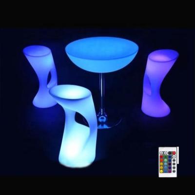 China Nightclub Bar Rechargeable Remote Control Colors Changing High Top LED Bar Stools For Outdoor Party for sale