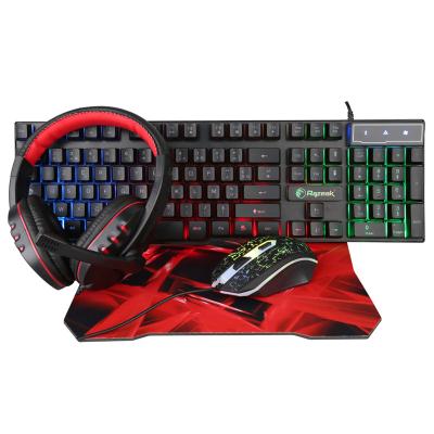 China Cheapest factory price right handed 4 in 1 game combo with gaming headphone mouse pad keyboard and mouse for sale