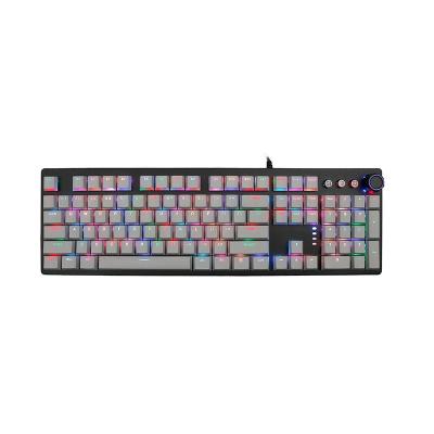 China Anti-Ghosting 104 USB Keys Wired RGB Rainbow Backlit Mechanical Gaming Keyboard with Volume/Lights Control Knob for sale