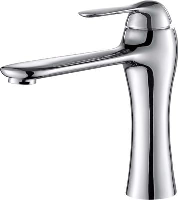 China Water Metered Brass Single Hole Taps China Factory High Body Bathroom Basin Faucet Single Faucet for sale