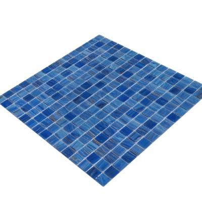 China Cheap Blue Pool Floor Square Mosaic Slab Glass Mosaic Glass for sale