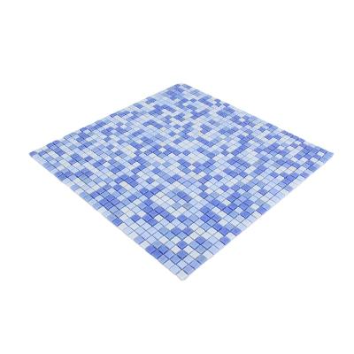 China Cheap Blue Pool Floor Square Mosaic Slab Glass Mosaic Glass for sale