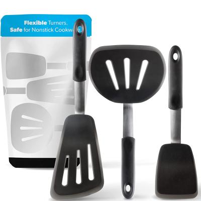 China Viable Silicone Turner Spatula Set 600 F Heat Resistant Rubber For Cookware Kitchen Cookware Non-Stick Pancake Fins for sale