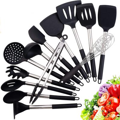 China Sustainable Low Price Cookware Silicone kichen Accessories Heat Resistant Stainless Steel Handles Non-Stick Cookware Kitchen Tools for sale