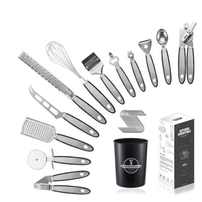 China 2021 12 Piece Viable Hot Selling Amazon Stainless Steel Multifunction Kitchen Instrument Tool Kit With Plastic Handle Utensil Holder for sale